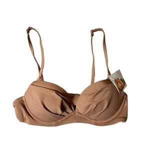 Smart & Sexy Bikini Top Womens 32A Brown Convertible Push-Up Bikini Top NEW